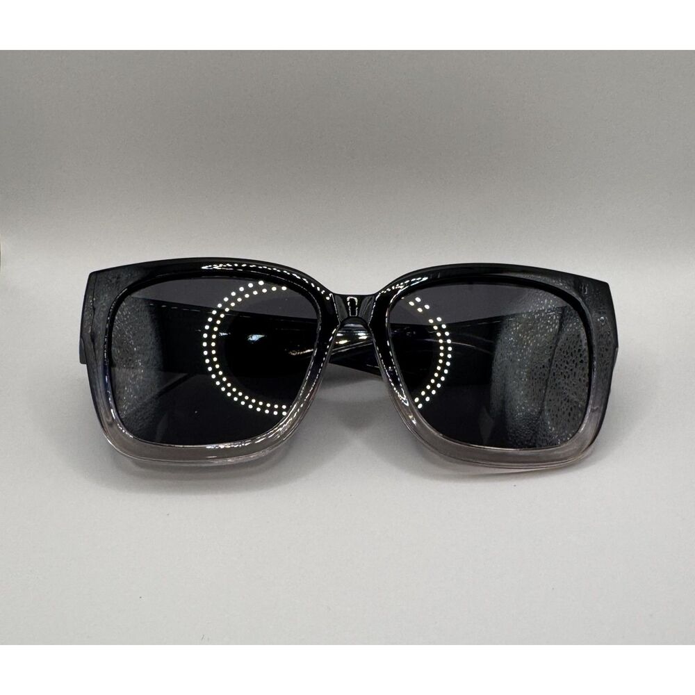 Square Sunglasses Black Grey Gradient Frame 53mm NEW